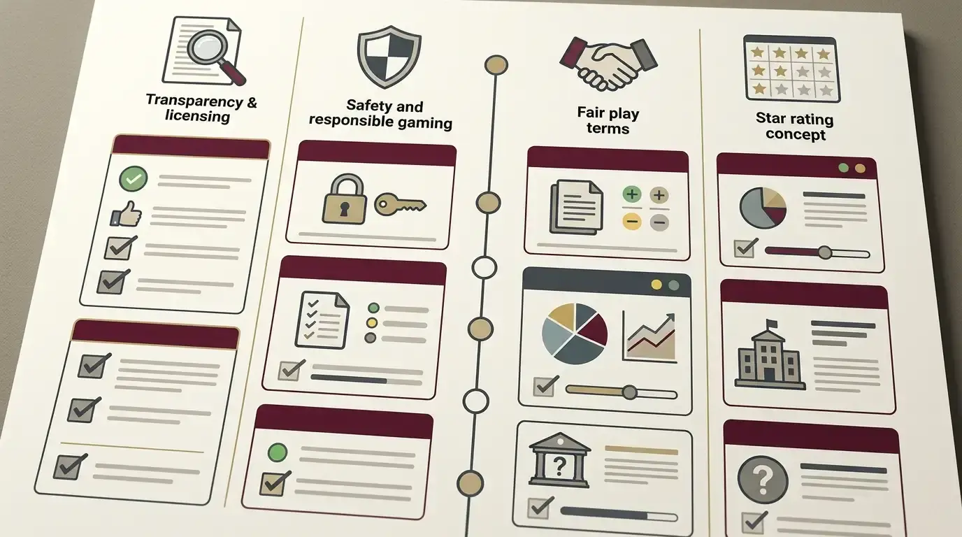 Checklist illustration comparing Bally Bet review categories for UK players